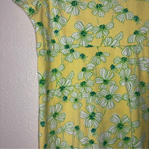 LILLY PULITZER Kelsea Dress Women's XS Yellow Green Dogwood Pattern Stretch Knit - Picture 10 of 16